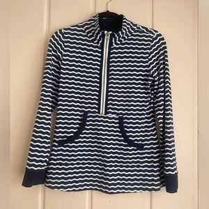 Duffield Lane Navy and White Striped Pullover with gold accents szXS